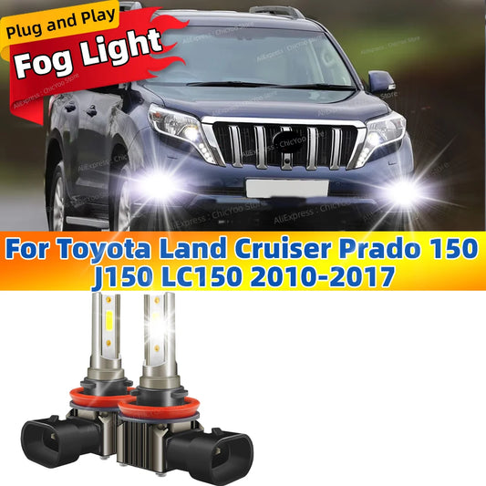 2Pcs LED Fog Lamp Bulbs Front Fog Light Canbus 6000K For Toyota Land Cruiser Prado 150 J150 LC150 2010 2011 2012 2013 2014-2017
