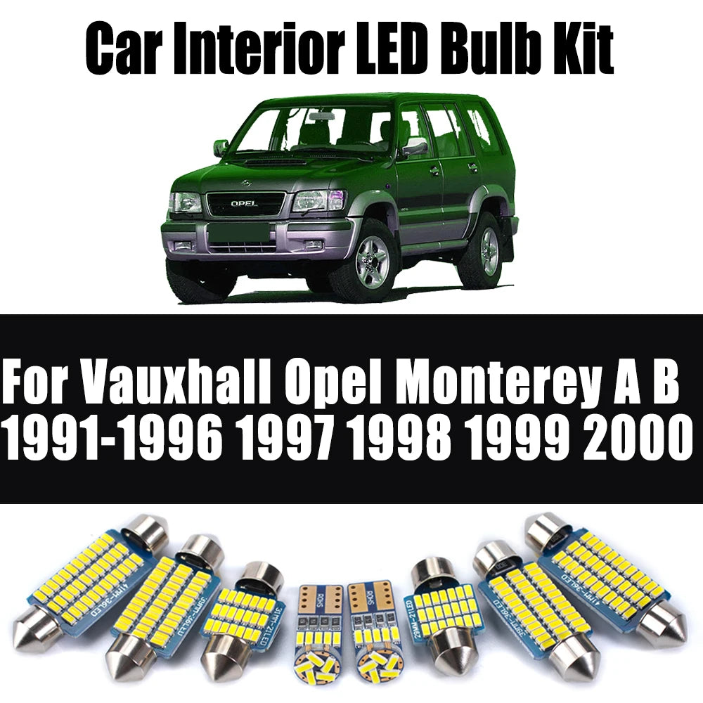 10Pcs Canbus LED Interior Reading Light Map Dome Bulbs Kit For Vauxhall Opel Monterey A B 1991- 1995 1996 1997 1998 1999 2000