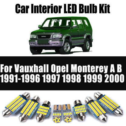 10Pcs Canbus LED Interior Reading Light Map Dome Bulbs Kit For Vauxhall Opel Monterey A B 1991- 1995 1996 1997 1998 1999 2000