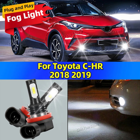 2Pcs LED 6000K Auto Fog Lights 20000LM CSP Car Fog Lamp Bulbs for Toyota C-HR CHR 2018 2019 Plug and Play in 5 Minutes