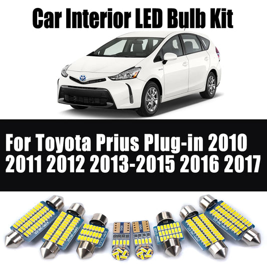 12Pcs Canbus For Toyota Prius Plug-in 2010 2011 2012 2013 2014 2015 2016 2017 Car LED Interior Light Reading Bulb Kit No Error