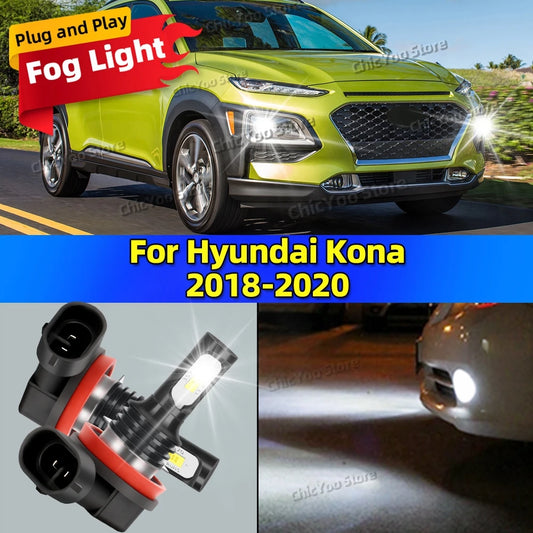2Pcs 6000K Auto Fog Lights 20000LM CSP LED Car Fog Lamp Bulbs For Hyundai Kona 2018 2019 2020 Plug and Play in 5 Minutes