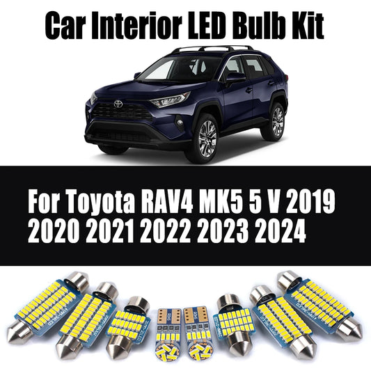 10Pcs For Toyota RAV4 MK5 5 V 2019 2020 2021 2022 2023 2024 Indoor Reading Dome Sunvisor Trunk Light LED Interior Car Bulbs Kit