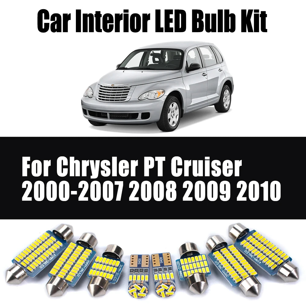 11Pcs For Chrysler PT Cruiser 2000-2007 2008 2009 2010 Ceiling Bulbs No Error Canbus Car LED Interior Dome Map Trunk Light Kit