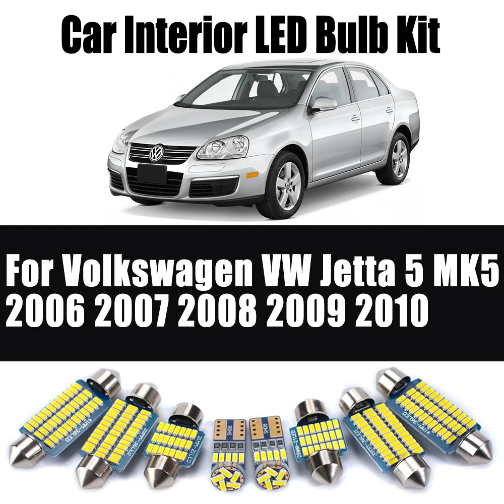 14Pcs Canbus Car Bulbs For Volkswagen VW Jetta 5 MK5 2006 2007 2008 2009 2010 LED Interior Map Trunk Dome Light Kit Accessories