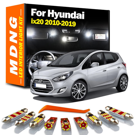 MDNG 11Pcs Car LED Interior Trunk Light Kit For Hyundai ix20 2010 2011 2012 2013 2014 2015 2016 2017 2018 2019 Map Reading Bulbs