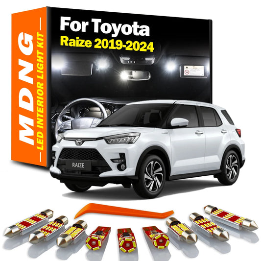 MDNG 10Pcs Accessories LED Interior Reading Dome Trunk Light Kit For Toyota Raize 2019 2020 2021 2022 2023 Vanity Mirror Lamp