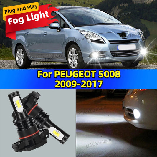 2x Front Fog Light Accessories LED Bulb 20000LM Ultra Bright Lamp For PEUGEOT 5008 2009-2017 2010 2011 2012 2013 2014 2015 2016