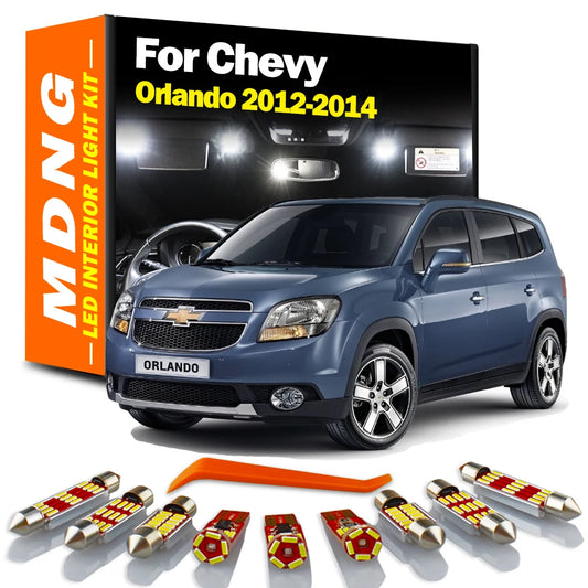 MDNG 11Pcs Canbus Car LED Interior Map Dome Light Vanity Mirror Bulbs Kit For Chevrolet Chevy Orlando 2012 2013 2014 No Error