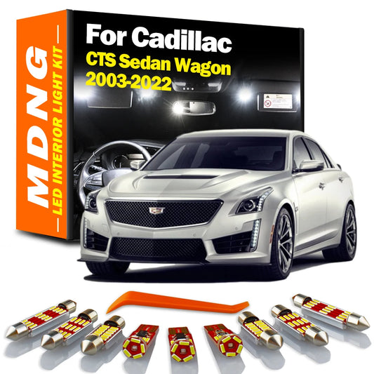 MDNG For Cadillac CTS Sedan Wagon 2003- 2013 2014 2015 2022 Canbus LED Interior Map Dome Trunk Light Kit Car Vanity Mirror Bulbs