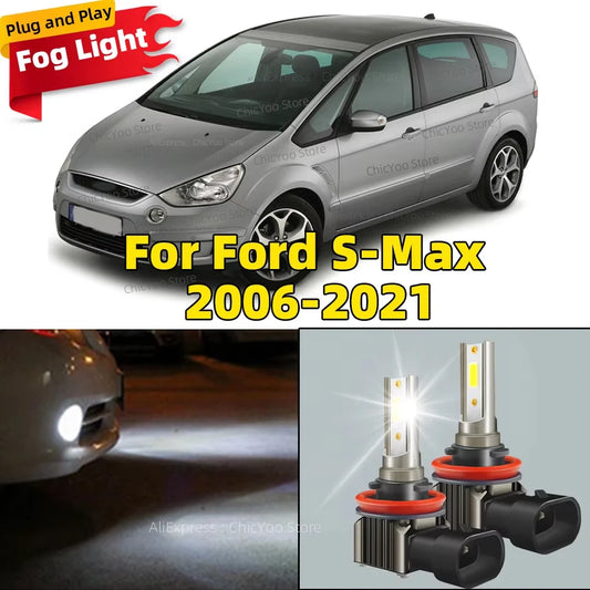 2pcs LED Fog Light Blub 15000LM Car Lamp 6000K Accessories For Ford S-Max 2006 2007 2008 2009 2010 2011 2012 2013 2014-2021