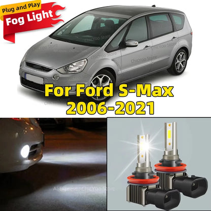 2pcs LED Fog Light Blub 15000LM Car Lamp 6000K Accessories For Ford S-Max 2006 2007 2008 2009 2010 2011 2012 2013 2014-2021