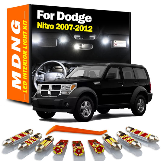 MDNG 10Pcs Canbus For Dodge Nitro 2007 2008 2009 2010 2011 2012 LED Bulbs Interior Dome Vanity Mirror Trunk Light Accessories