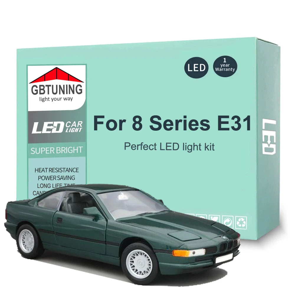 17Pcs Car Accessories For BMW 8 Series E31 840 850 1990-1997 1998 1999 Canbus Vehicle Dome License Plate LED Interior Light Bulb