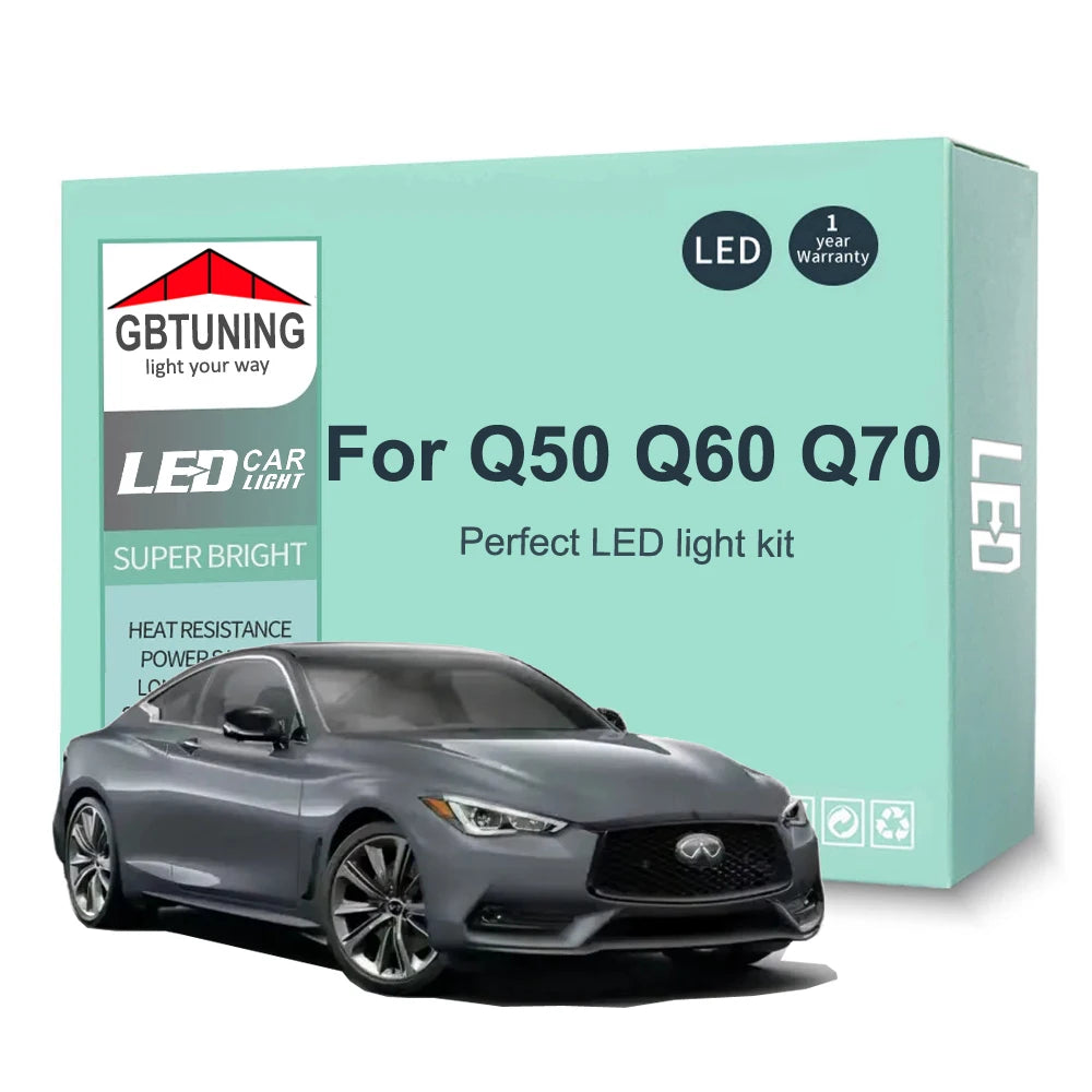 LED Interior Light Bulb Kit For Infiniti Q50 Q60 Q70 2014-2017 2018 2019 2020 2021 Car Reading Dome Trunk Vehicle Lamp Canbus