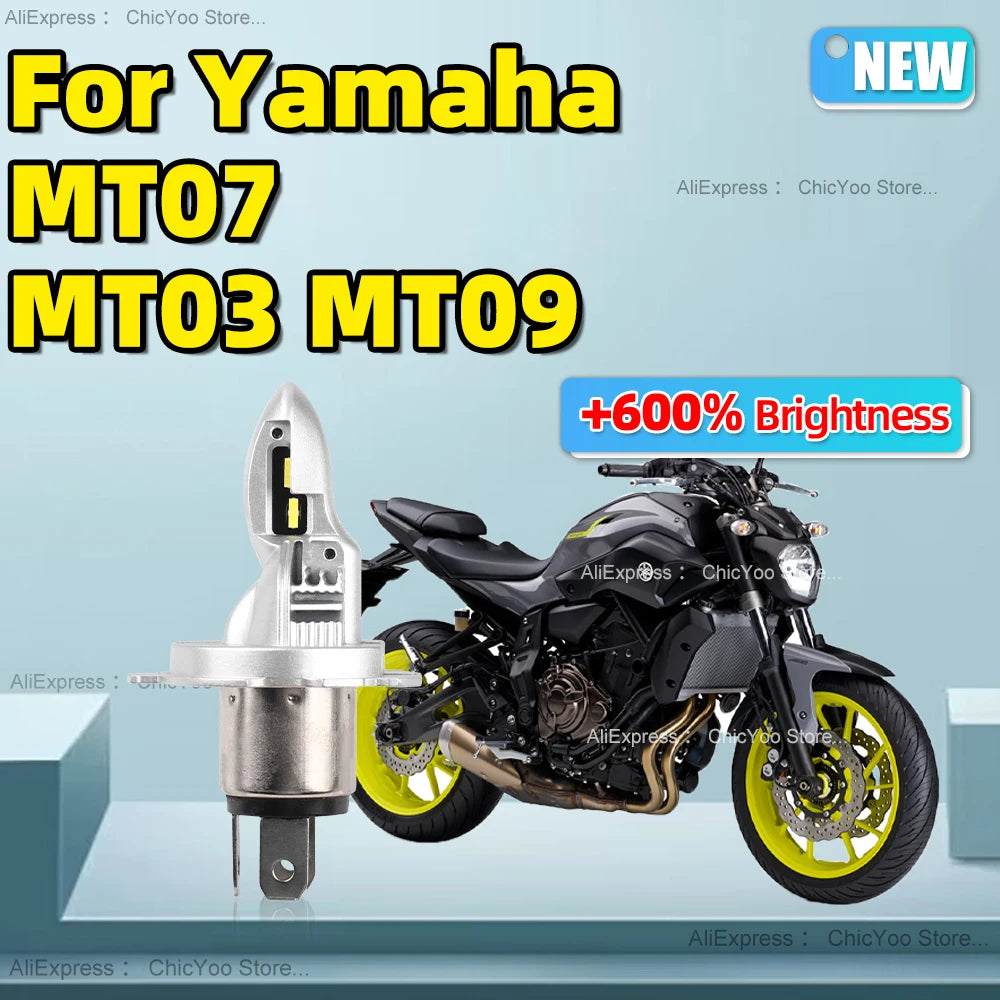 1pcs H4 LED Motorcycle Headlight 15000lm Moto Bulbs HiLo Beam 6000K Wireless Plug and Play For Yamaha MT07 MT03 MT09