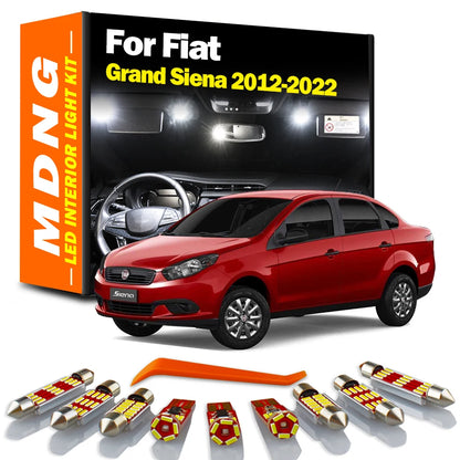MDNG 9Pcs Canbus LED Interior Reading License Plate Luggage Light Kit For Fiat Grand Siena 2012- 2019 2020 2021 2022 Car Bulbs