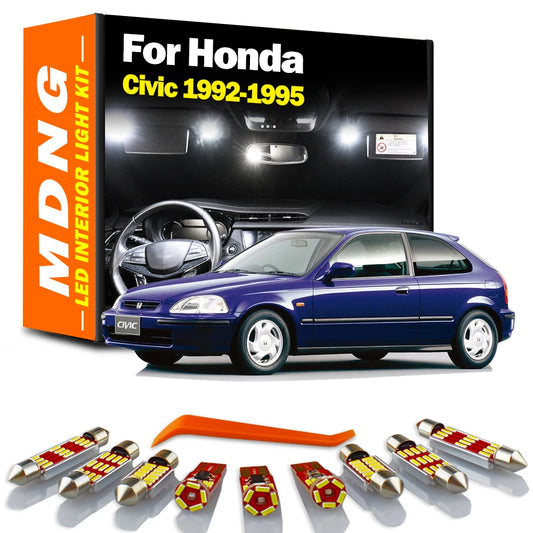 MDNG 9Pcs Canbus Signal Lamp LED Interior Reading Light Kit For Honda Civic 1992 1993 1994 1995 Vehicle Dome Map Luggage Bulbs