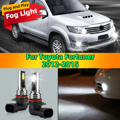 2Pcs LED Front Fog Light Car Bulb Accessories 6000K Canbus Lamp 80W For Toyota Fortuner 2012 2013 2014 2015 Plug and Play