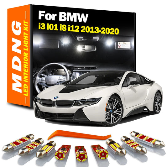 MDNG For BMW i3 i01 i8 i12 2013 2014 2015 2019 2020 LED Interior Light Kit Vehicle Map Reading Dome Trunk Lamp Canbus Car Bulbs