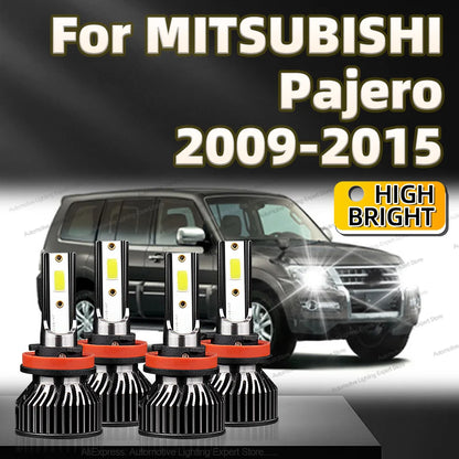 4PCS 30000lm For MITSUBISHI Pajero 2009 2010 2011 2012 2013 2014 2015 Car LED Headlight Bulbs High Low Beams H11 H9 CANbus 6000k