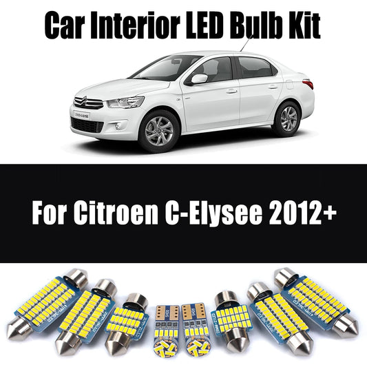10Pcs Canbus LED Interior Map Dome Trunk Glove Box Light Kit For Citroen C-Elysee 2012+ Car Ceiling Bulbs No Error Accessories