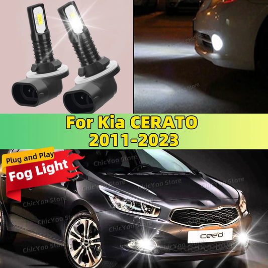 For Kia CERATO 2011-2023 2012 2013 2014 2015 2016 2017 2018 2019 2pcs LED Bulbs Car Fog Light 6000K Anti-Glare Lamp