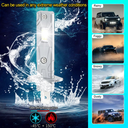 2PCS Powerful 1:1 LED Headlight Bulbs H7 H4 H11 H1 Copper Tube H8 9005 HB3 9006 HB4 50000LM 300W CSP 3570 Chips Led Car Headlamp