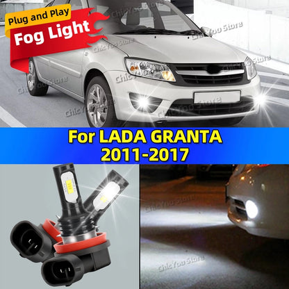 2x Front Fog Light Accessories LED Bulb 20000LM Ultra Bright Lamp For LADA GRANTA 2011 2012 2013 2014 2015 2016 2017