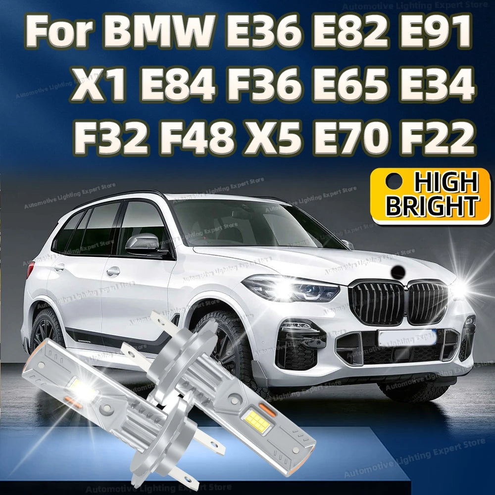 2Pcs H7 LED Headlight Bulbs CANBUS 30000LM 6000K Car Light Lamp For BMW E36 E82 E91 X1 E84 F36 E65 E34 F32 F48 X5 E70 F22 Series