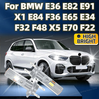 2Pcs H7 LED Headlight Bulbs CANBUS 30000LM 6000K Car Light Lamp For BMW E36 E82 E91 X1 E84 F36 E65 E34 F32 F48 X5 E70 F22 Series