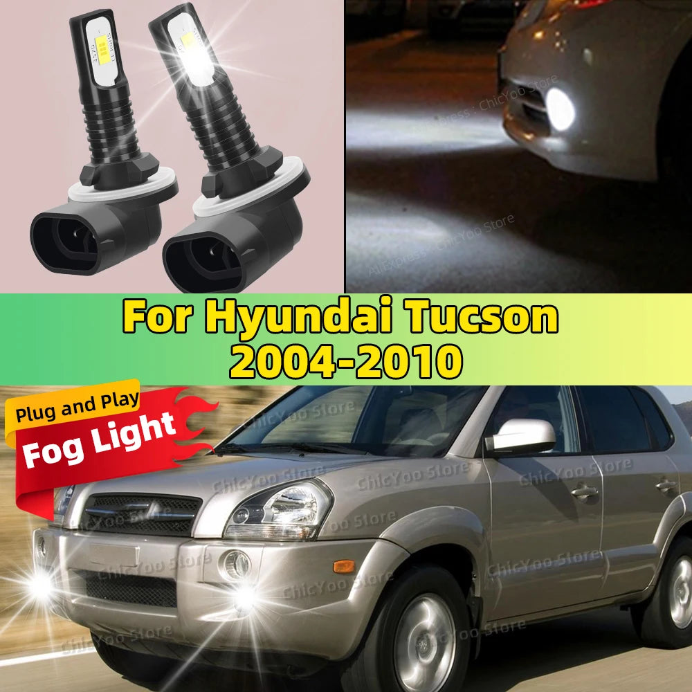 For Hyundai Tucson 2004 2005 2006 2007 2008 2009 2010 2Pcs LED Lamp Car Front Fog Light 20000LM Ultra Bright Plug and Play
