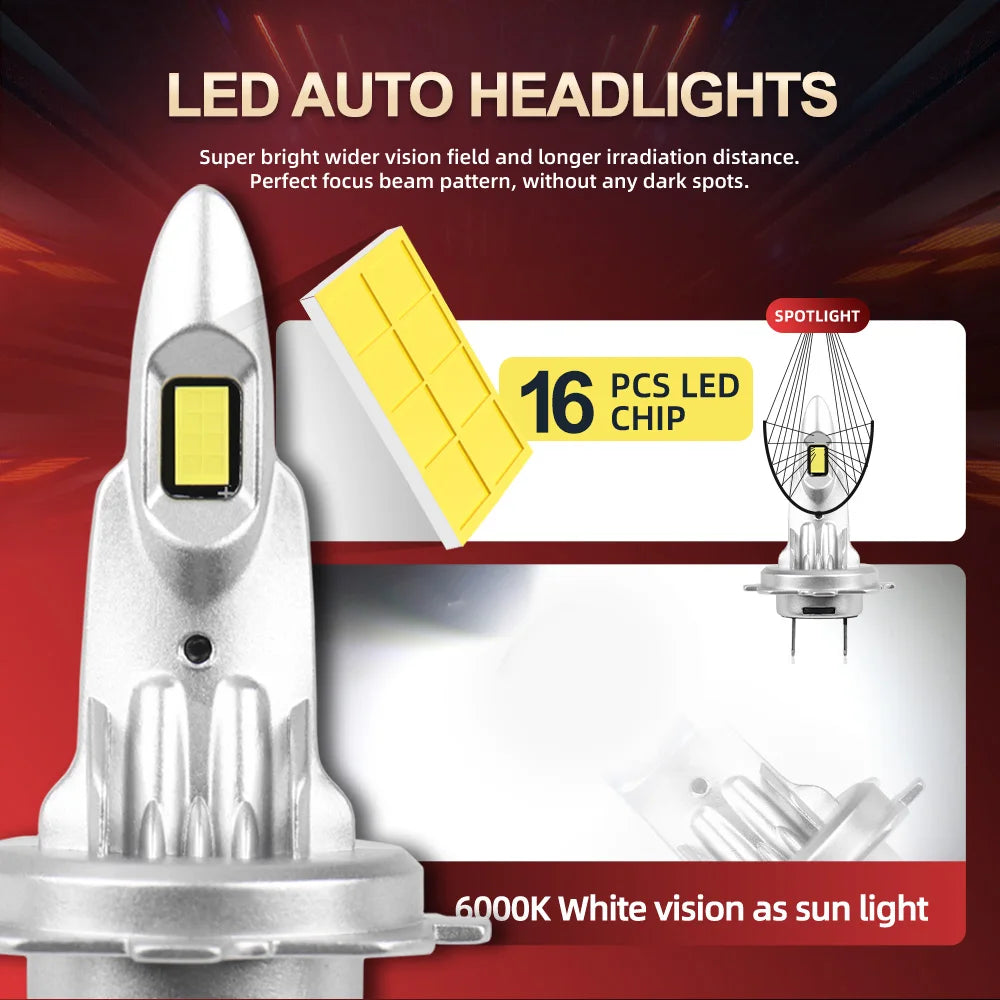 1PC H4 H7 LED Motorcycle Headlight Bulb 10000LM H11 H1 H9 Moto Bulbs Super Bright CSP Chip 12V 6000K Motorbike Plug and Play