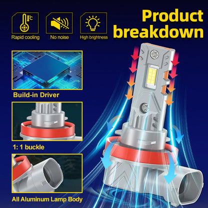 2/4Pcs 6000K LED Bulb Headlight Wireless 25000LM Car Headlamp Auto Lamp For Nissan QASHQAI II J11 J11 2013 2014 2015 2016 2017