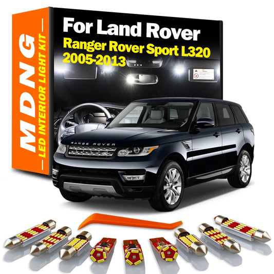14Pcs LED Interior Dome Reading Trunk Footwell Light Kit For Land Rover Ranger Rover Sport L320 2005-2013 Car Sun Visor Bulbs