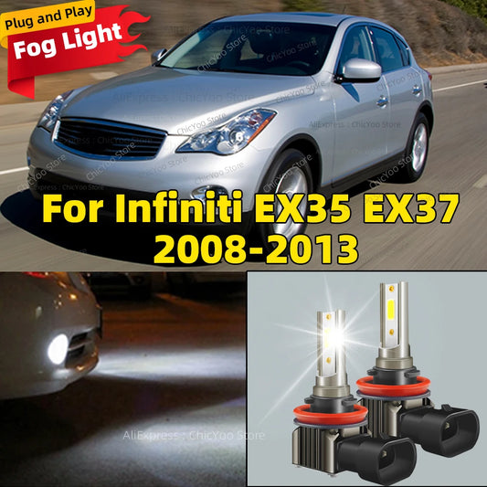 2pcs 80W Car LED Front Fog Light 6000K White Plug and Play Lamp For Infiniti EX35 EX37 2008 2009 2010 2011 2012 2013