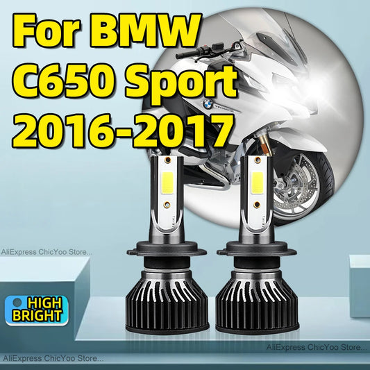2PCS Motorcycle H7 LED Headlight 6000K 120W High Power Bulbs 12V with Fan Cooling can be Adjusted For BMW C650 Sport 2016 2017