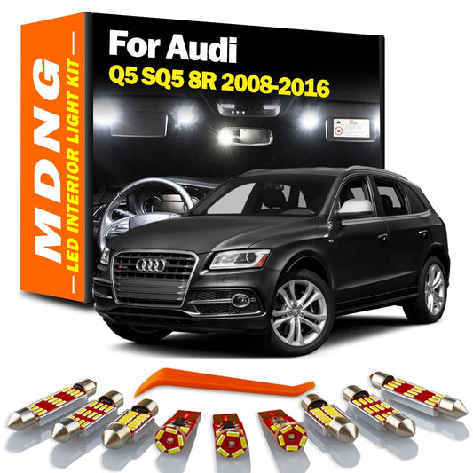 MDNG 25Pcs Indoor LED Bulbs Interior Reading Map Door Light Kit For Audi Q5 SQ5 8R 2008 2009 2010 2011 2012 2013 2014 2015 2016