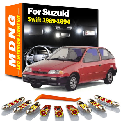 MDNG 8Pcs Canbus For Suzuki Swift 1989 1990 1991 1992 1993 1994 LED Interior Map Dome Reading Light Kit Car License Plate Bulb