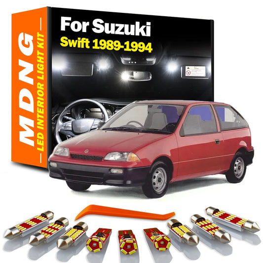 MDNG 8Pcs Canbus For Suzuki Swift 1989 1990 1991 1992 1993 1994 LED Interior Map Dome Reading Light Kit Car License Plate Bulb