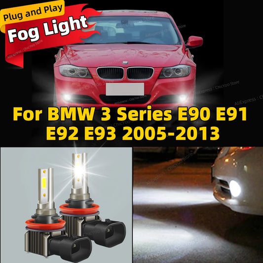 2Pcs LED Lamp Car Front Fog Light Accessories 6000K For BMW 3 Series E90 E91 E92 E93 2005 2006 2007 2008 2009 2010 2011 20122013
