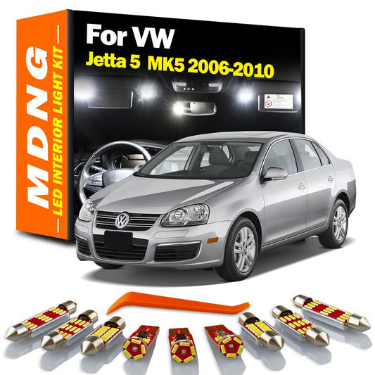 MDNG 14Pcs Canbus For Volkswagen VW Jetta 5 MK5 2006 2007 2008 2009 2010 LED Bulb Interior Map Trunk Dome Light Kit Accessories