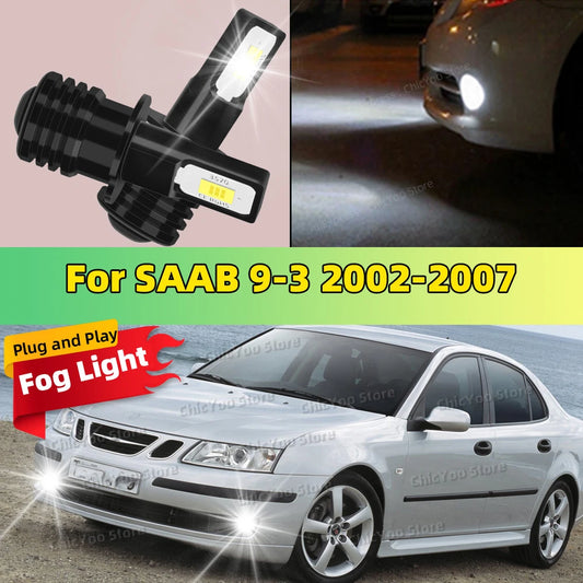 2Pcs H3 LED Bulb Fog Light 6000K White 20000LM Super Bright For SAAB 9-3 2002 2003 2004 2005 2006 2007 Error-Free System Integra
