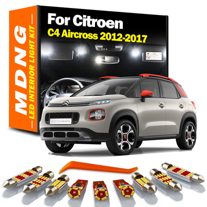 11Pcs Canbus Vehicle LED Interior Map Dome Luggage Light Kit For Citroen C4 Aircross 2012-2014 2015 2016 2017 Indoor Car Bulbs