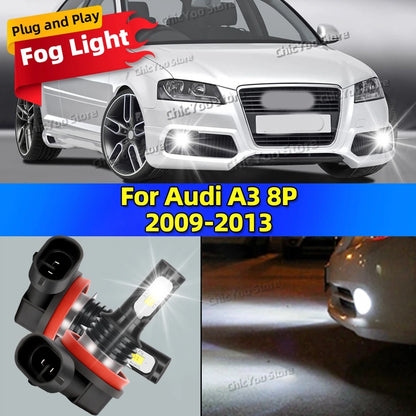 LED Car Fog Light Bulbs Lamp Auto Accessories For Audi A3 8P 2009 2010 2011 2012 2013 20000LM Ultra Bright Plug and Play