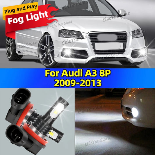 LED Car Fog Light Bulbs Lamp Auto Accessories For Audi A3 8P 2009 2010 2011 2012 2013 20000LM Ultra Bright Plug and Play