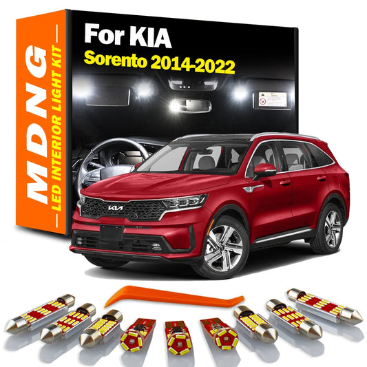 MDNG 11Pcs Canbus For KIA Sorento 2014 2015 2016 2017 2018 2019 2020 2021 2022 Car Reading Bulbs LED Interior Roof Map Light Kit