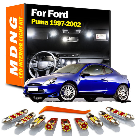 MDNG 8Pcs Canbus For Ford Puma 1997 1998 1999 2000 2001 2002 Car Accessories LED Interior Map Dome Light Number Plate Bulbs Kit