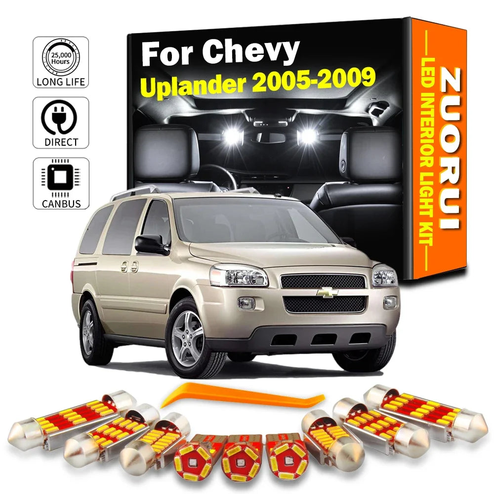 ZUORUI 12Pcs Canbus LED Interior Map Dome Light Kit For Chevrolet Uplander 2005-2008 2009 Reading Trunk Bulbs Car Accessories