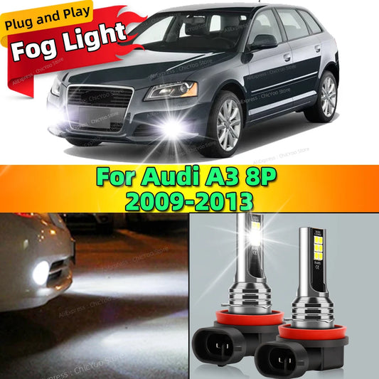 2Pcs 12V 6000K Front Fog Light LED Bulb Accessories Lamp Canbus For Audi A3 8P 2008 2009 2010 2011 2012 2013 Plug and Play